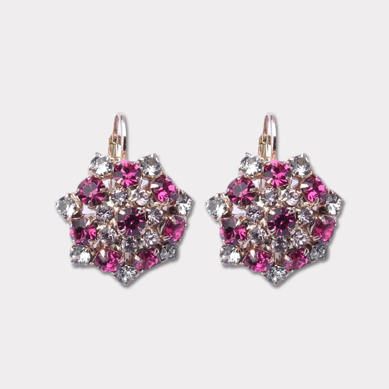 Farfino oorbellen Mirella Fuchsia , ingelegd met swarovski - DAMICE Hair & Nails